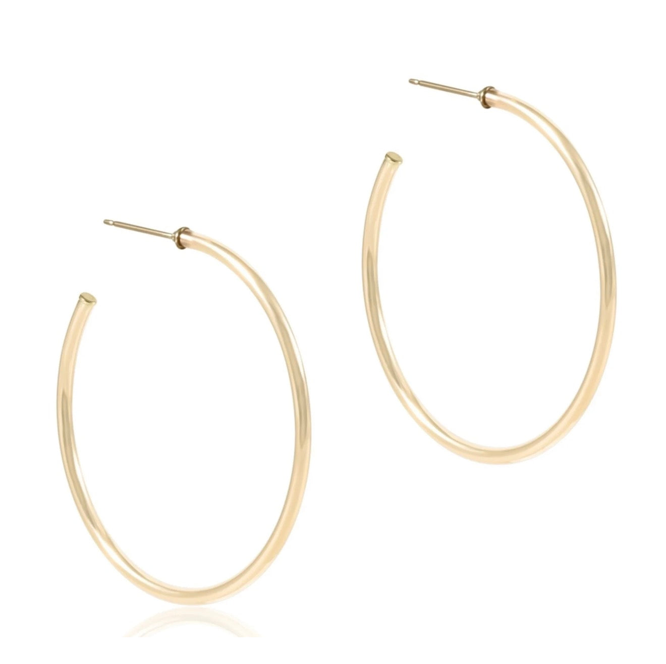 ENewton Gold 1.75" Post Hoop 2mm Smooth Gold Earrings