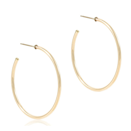 ENewton Gold 1.75" Post Hoop 2mm Smooth Gold Earrings