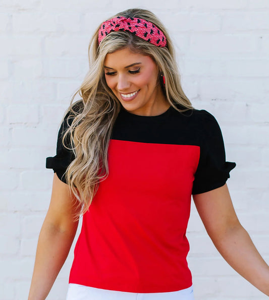 Blakeley Red & Black Split Top