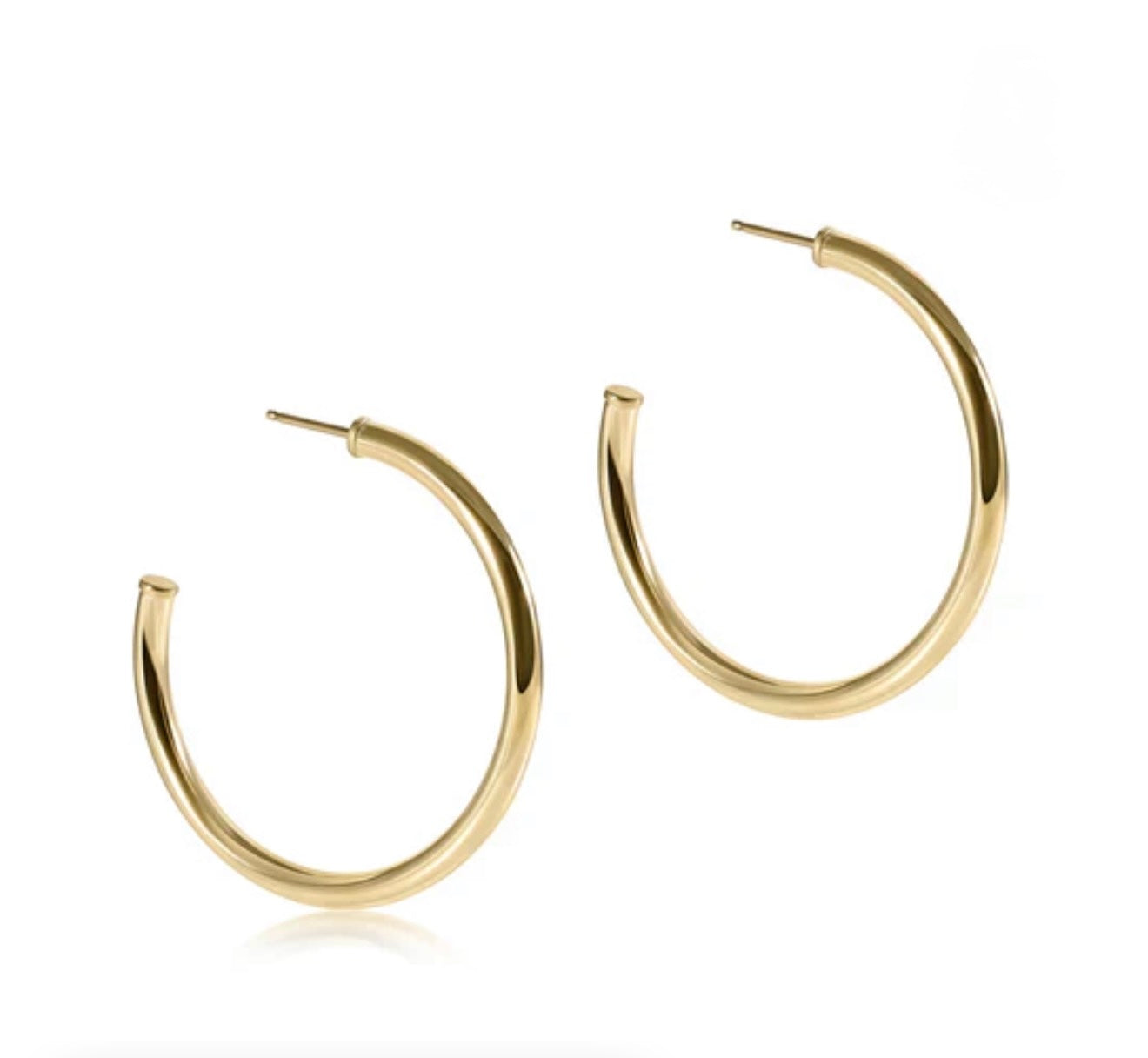 ENewton Round Gold 1.5" Post Hoop 3mm Smooth