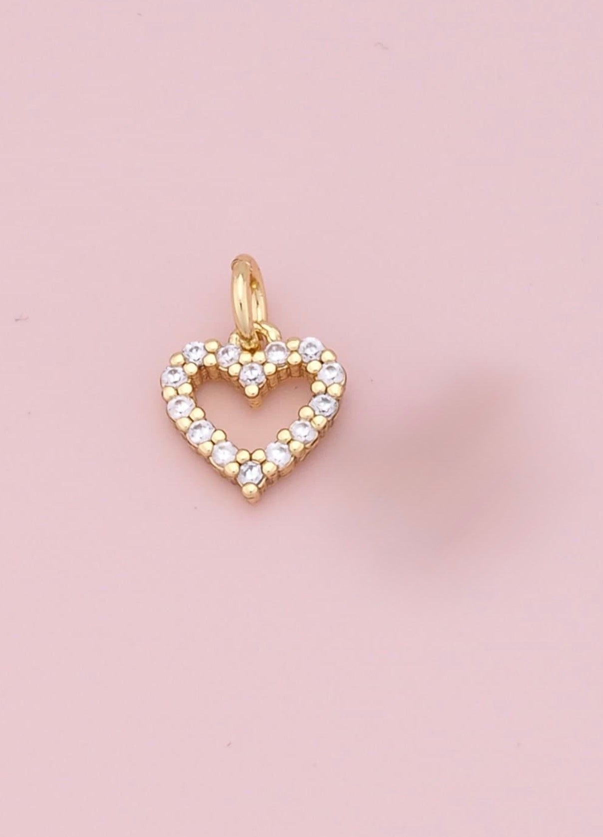 Gold CZ Tiny Heart Pendant