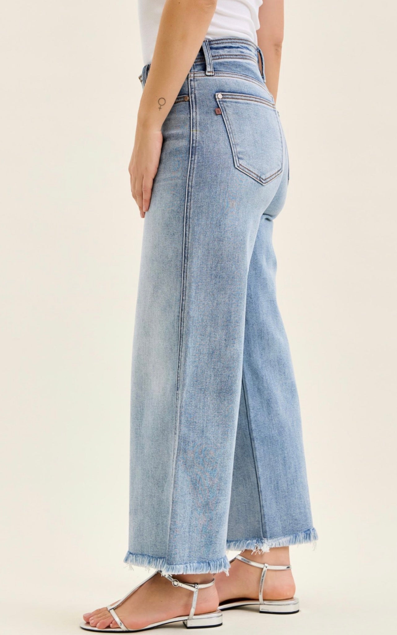 Judy Blue Mid Rise Wide Leg + Hollywood WB + Fray Hem