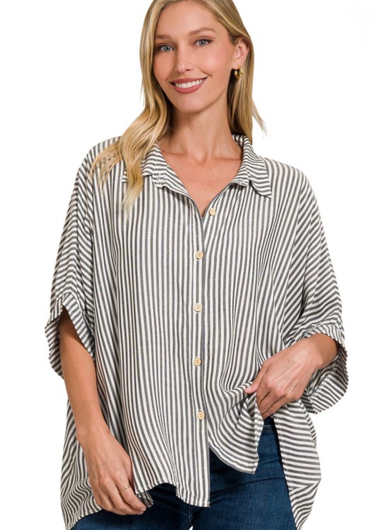 The Harbor Stripe Oversized Button Down