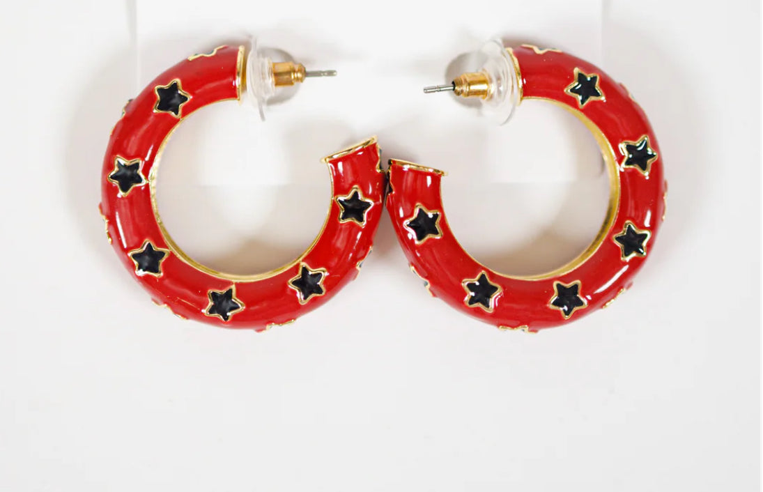 Red & Black Star Hoops