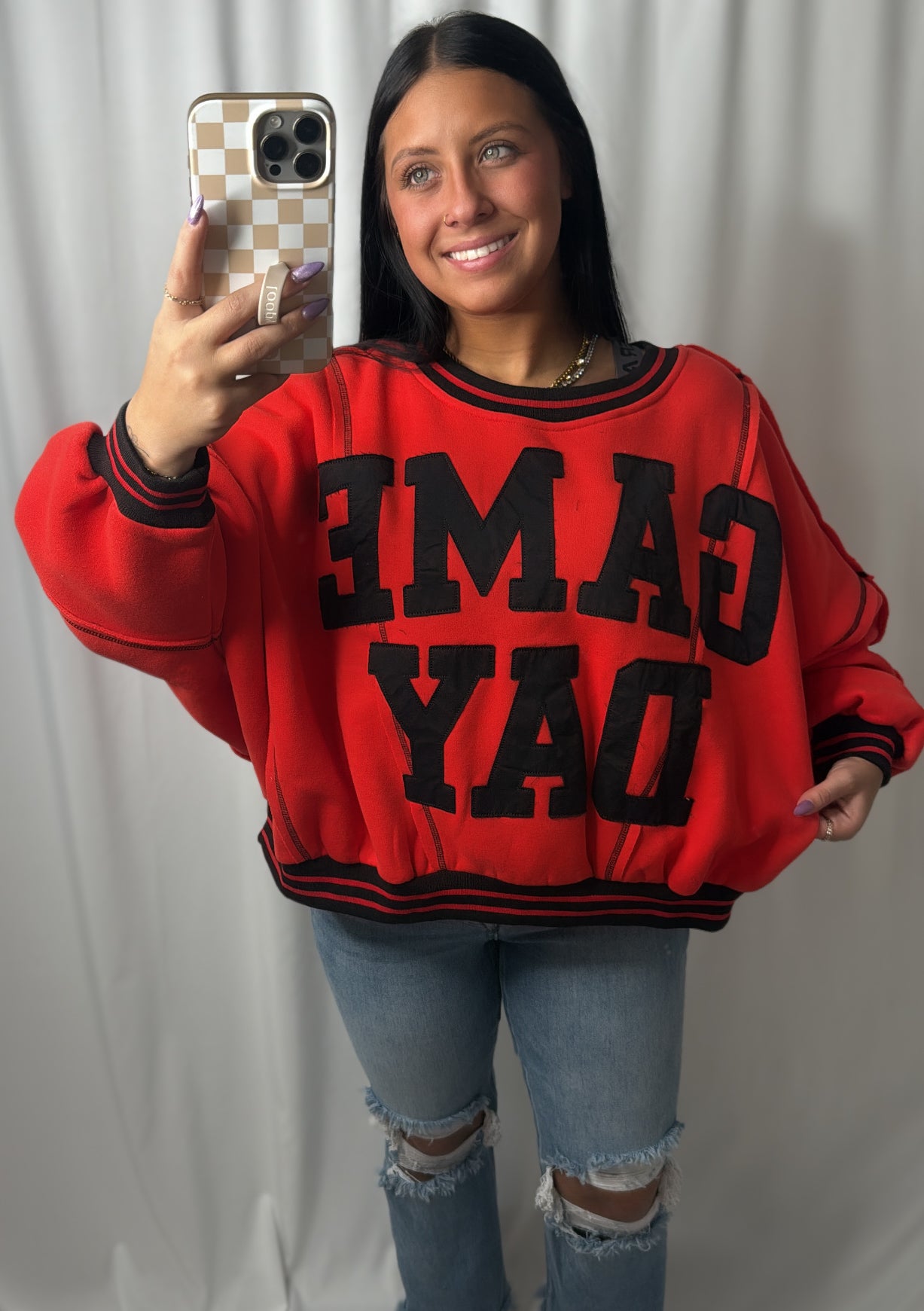 Go Dawgs Red And Black Oversized Sweatshirt
