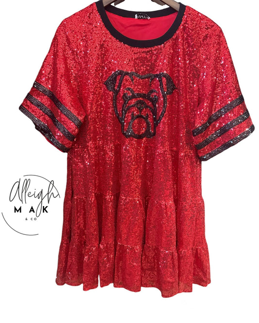 UGA Bulldog Sequin Baby Doll Dress