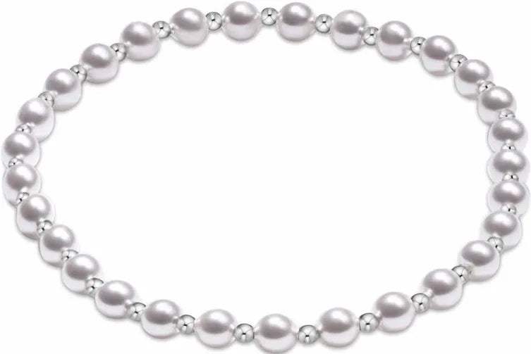 ENewton Classic Grateful Pattern Sterling 4mm Bead Bracelet - Pearl