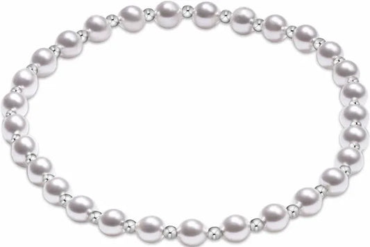 ENewton Classic Grateful Pattern Sterling 4mm Bead Bracelet - Pearl