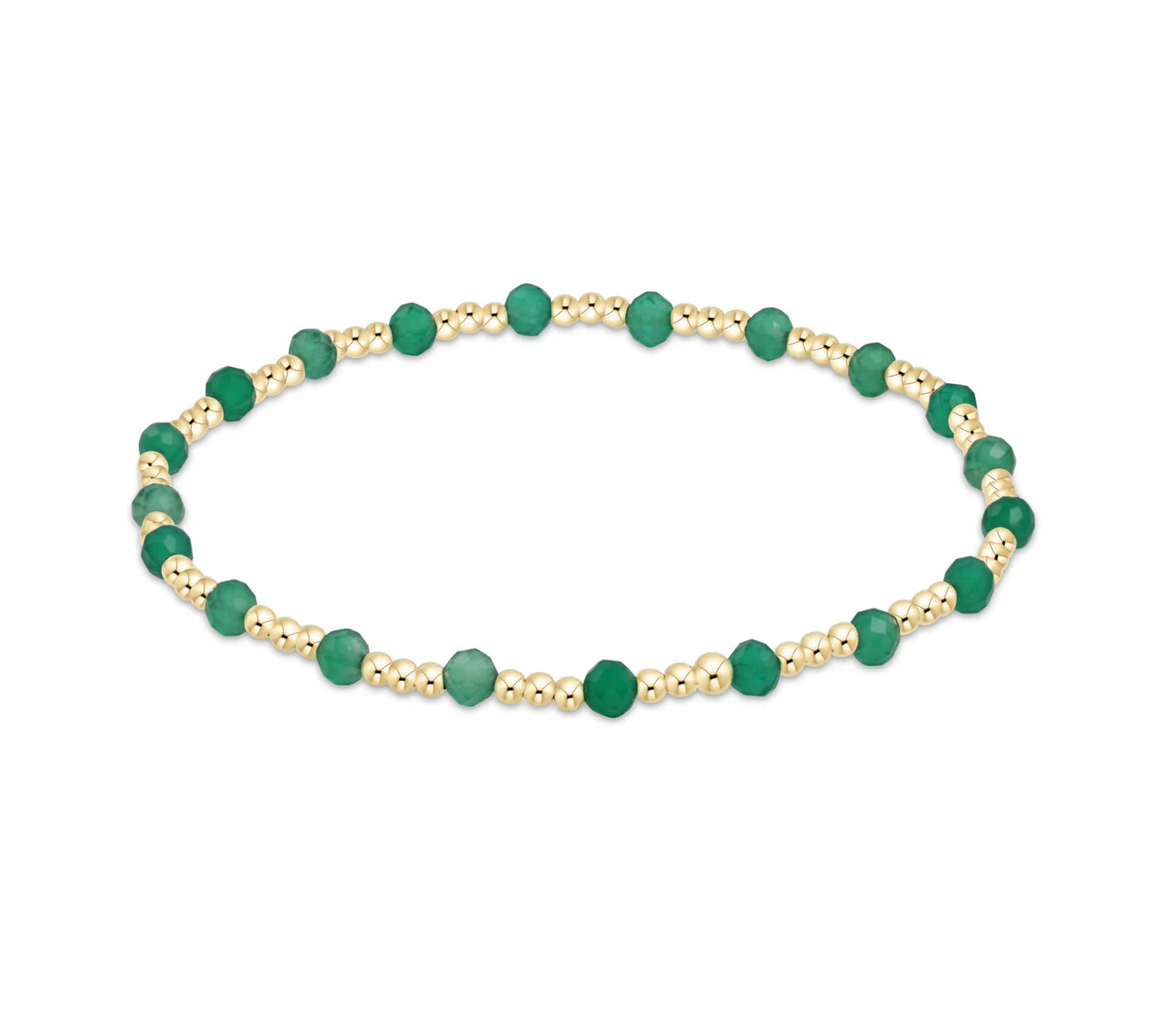 ENewton Gemstone Gold Sincerity Pattern 3mm Bracelet - Green Onyx