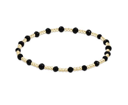 ENewton Gemstone Gold Sincerity Pattern 3mm Bracelet- Faceted Onyx