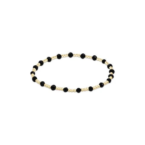 ENewton Gemstone Gold Joy Pattern 3mm Bead Bracelet - Faceted Onyx