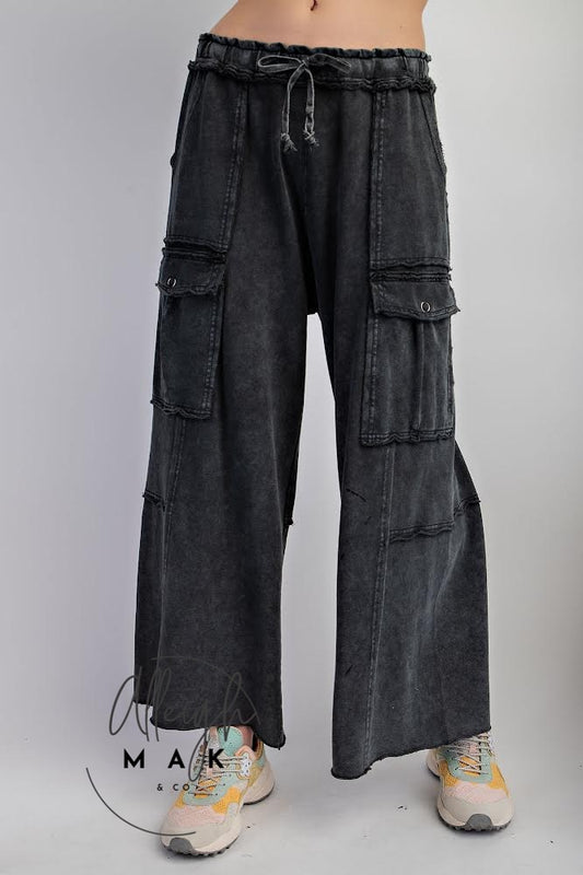 Mineral Washed Wide Leg Pants