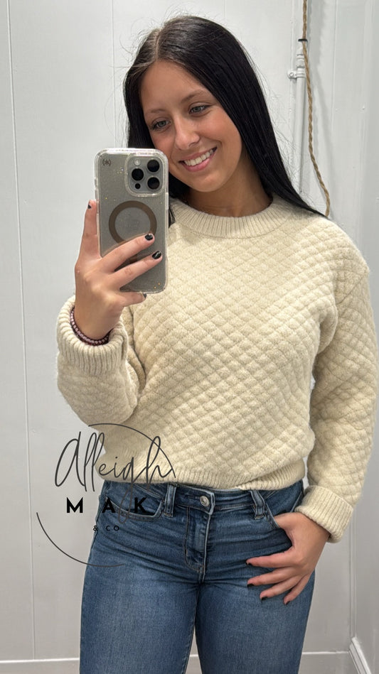 Mini Pompom Textured Sweater