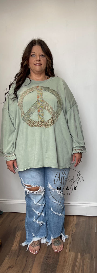 Peace Patched Cotton Jersey Top
