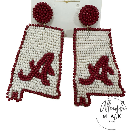 Alabama Beaded State Earrings