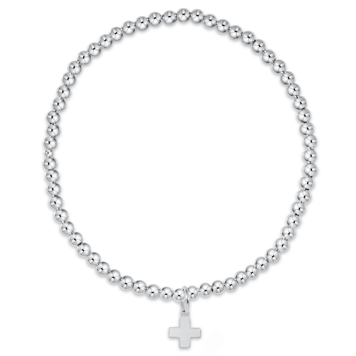 ENewton Classic Sterling, 3mm Bead Bracelet, Signature Cross Charm