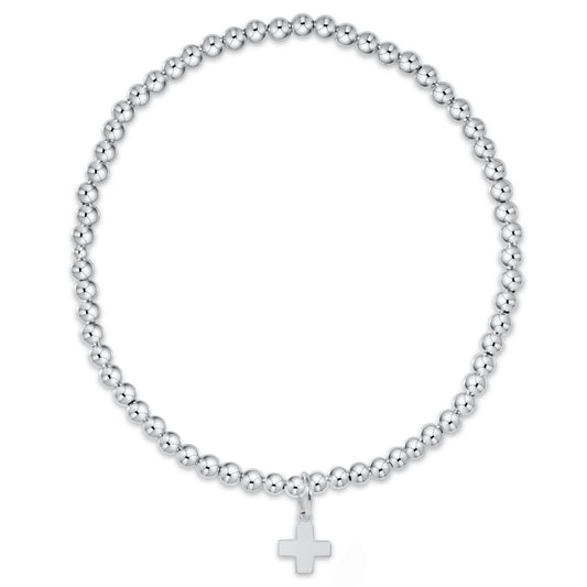 ENewton Classic Sterling, 3mm Bead Bracelet, Signature Cross Charm