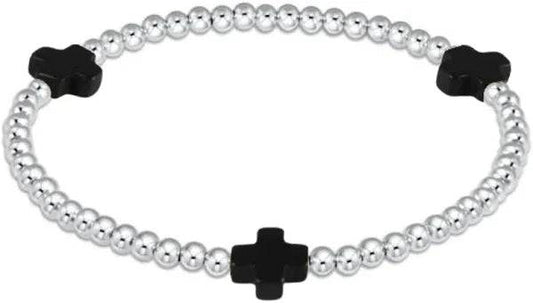 ENewton Signature Cross Sterling 3mm Bead Bracelet, Onyx