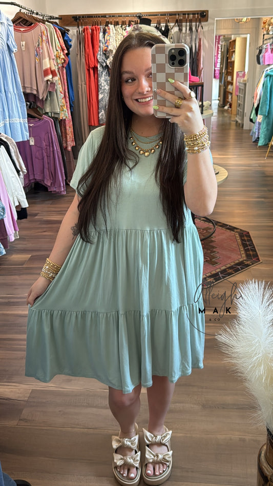 Jersey Knit Tiered Poncy Dress