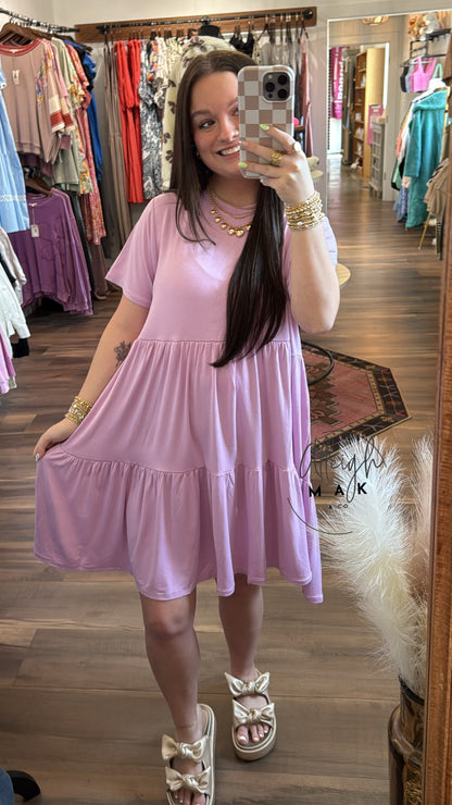 Jersey Knit Tiered Poncy Dress