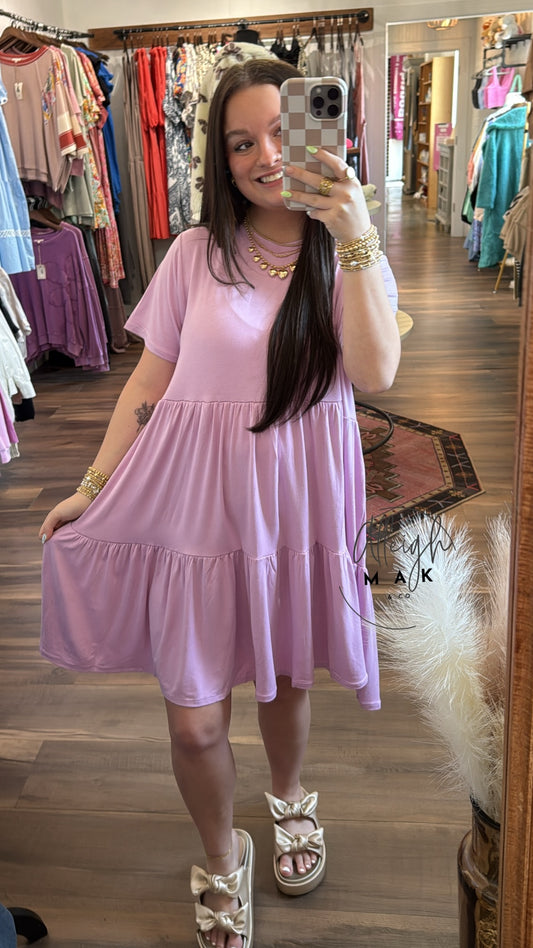 Jersey Knit Tiered Poncy Dress