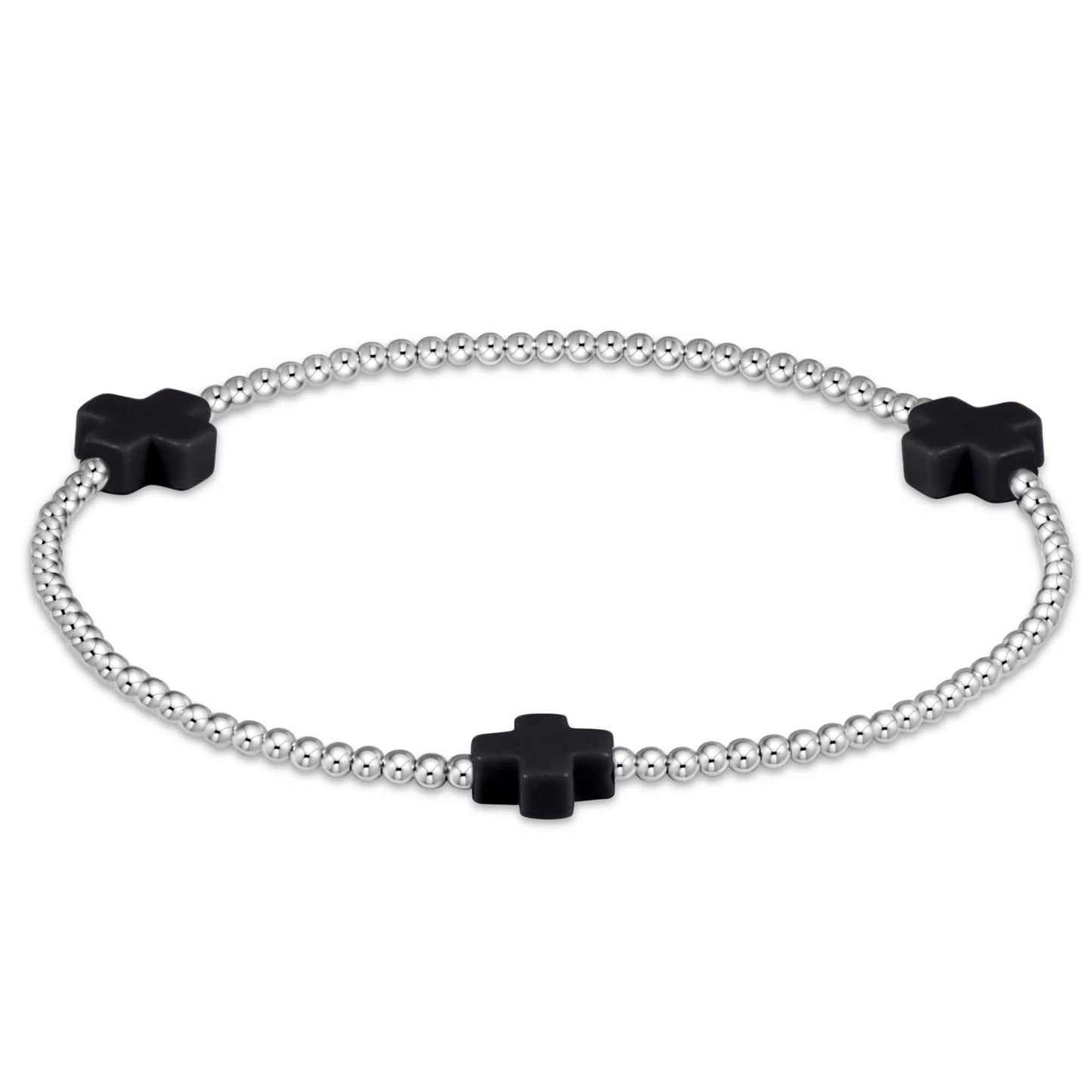 ENewton Signature Cross Sterling 2mm Bead Bracelet, Onyx