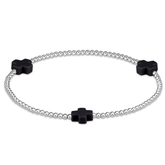 ENewton Signature Cross Sterling 2mm Bead Bracelet, Onyx