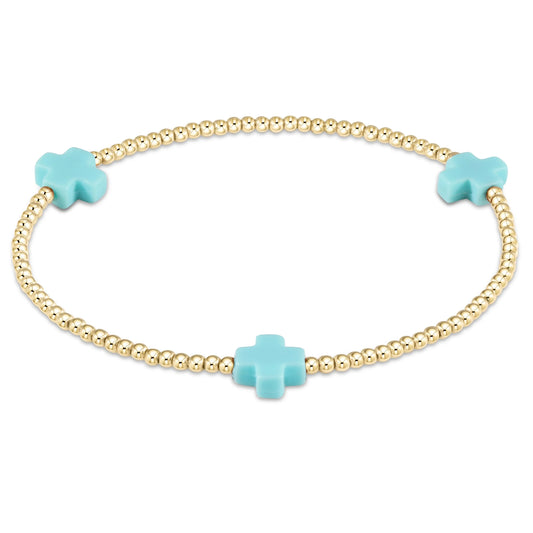 ENewton Signature Cross Gold 2mm Bead Bracelet