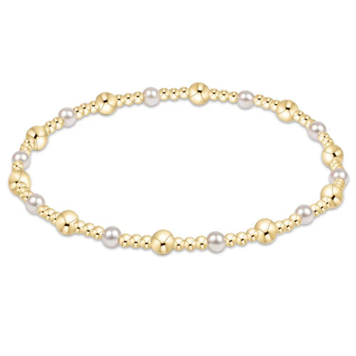 ENewton Classic Gold Sincerity Pattern 4mm Bead Bracelet - Pearl