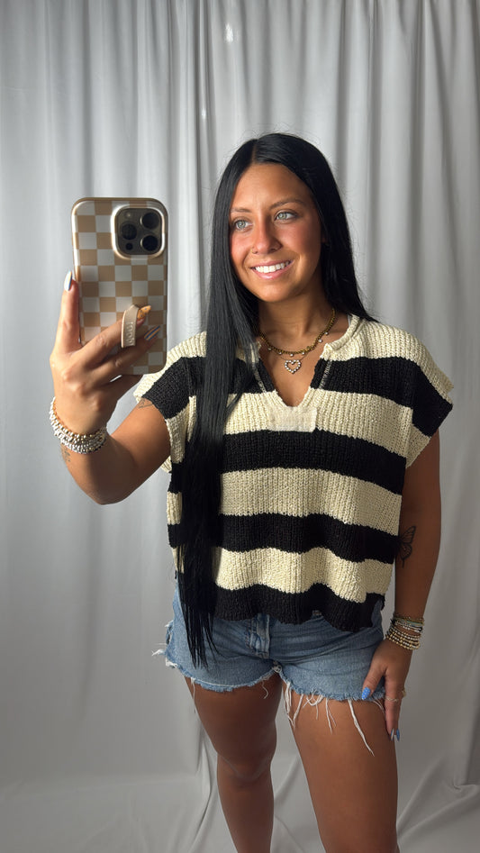 Black Sands Stripe Sleeveless Sweater