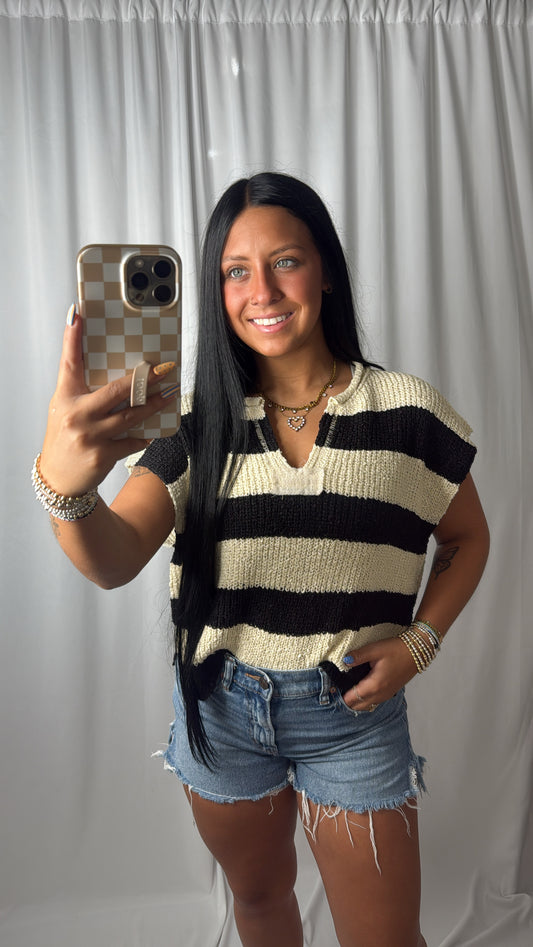 Black Sands Stripe Sleeveless Sweater