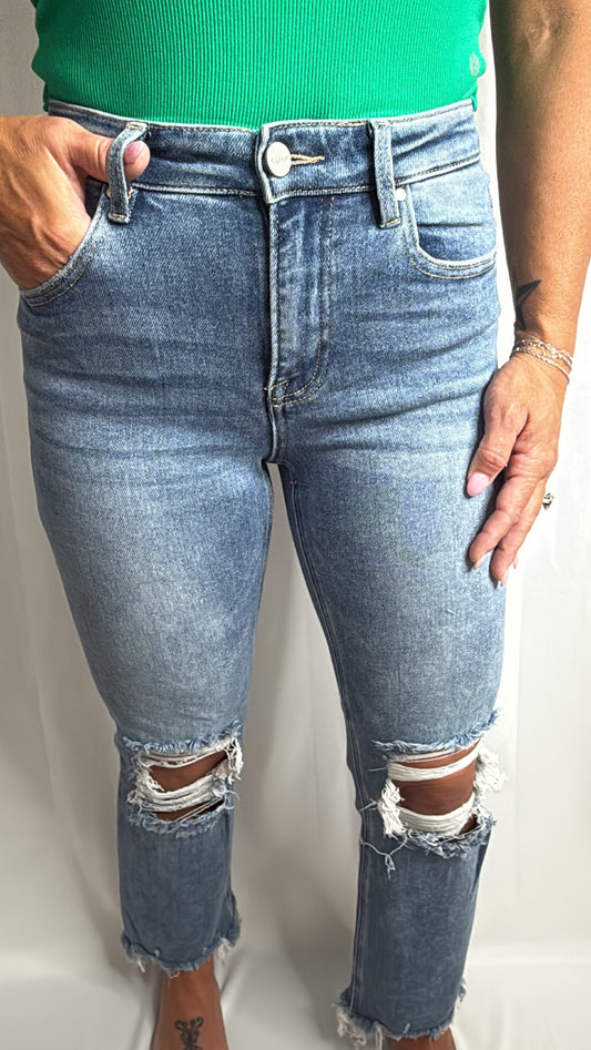 Risen High Rise-Crop Straight Jeans - Stretchy