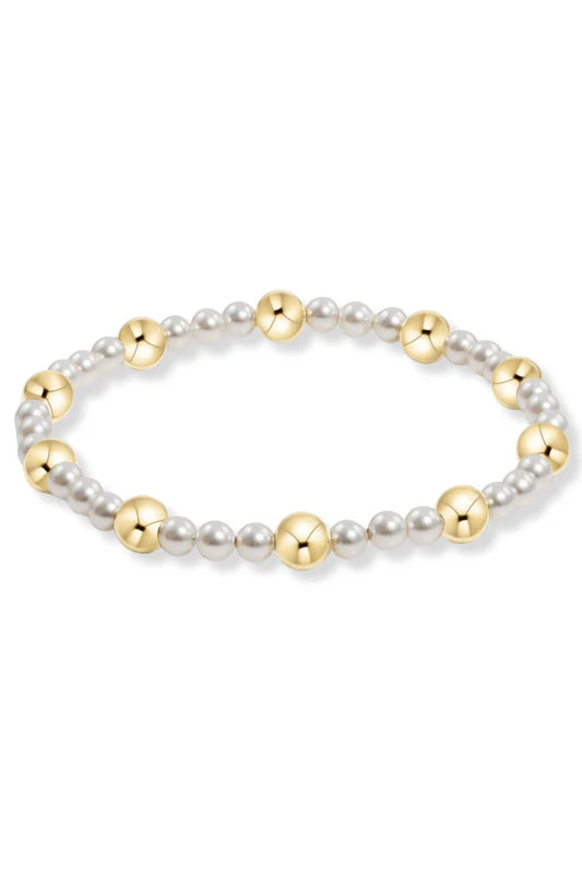 ENewton Sincerity Pattern Pearl 4mm Bead Bracelet -6mm Gold