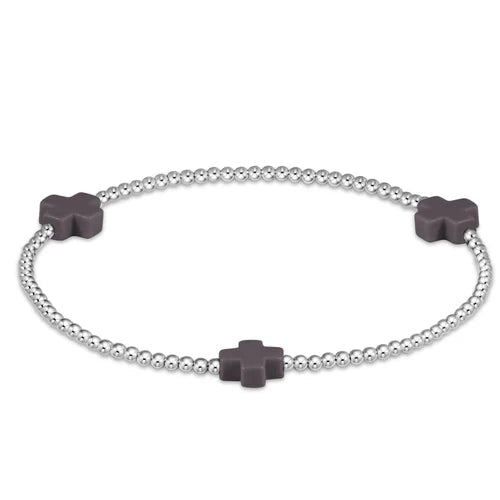 ENewton Signature Cross Sterling Pattern 3mm Bead Bracelet