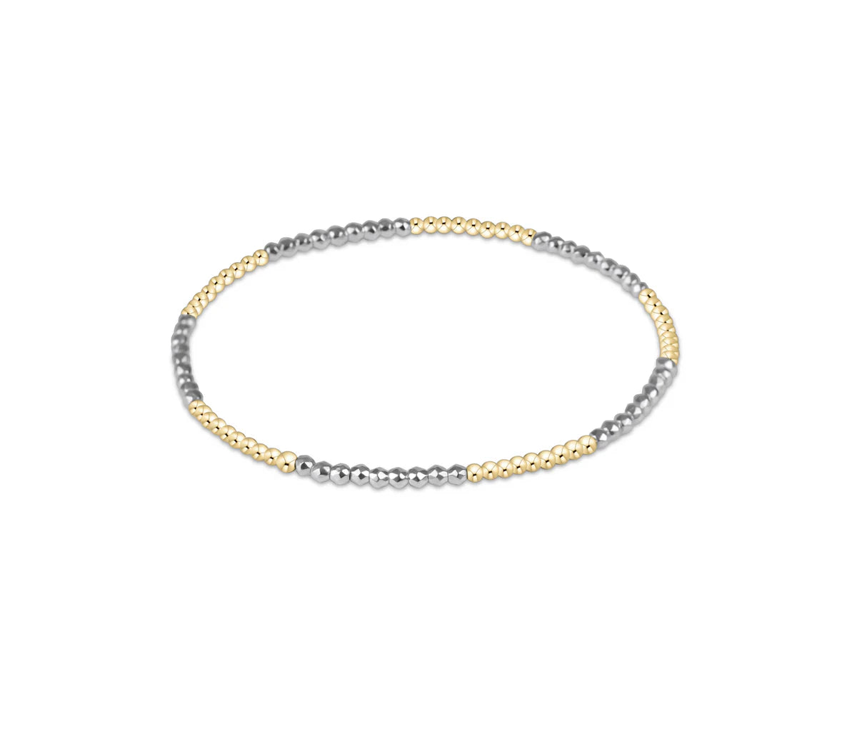 ENewton Bright Silver Hematite Blissful Pattern 2mm Bead Bracelet - Gold