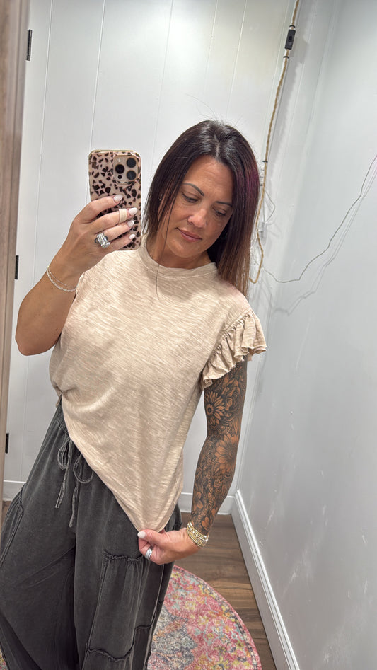 Cotton Slub Mineral Washed Knit Top