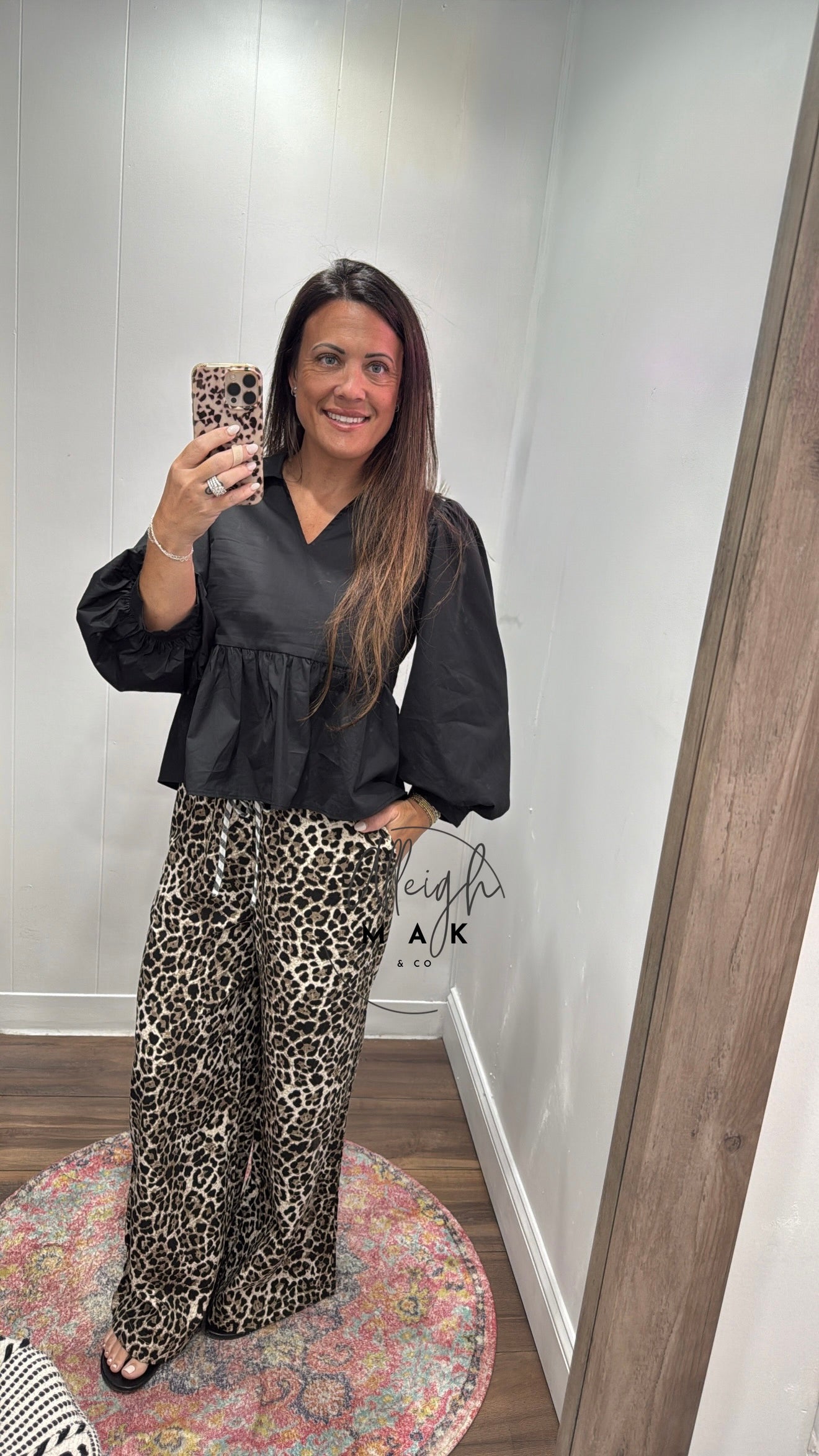 Leopard Print Wide Leg Pants