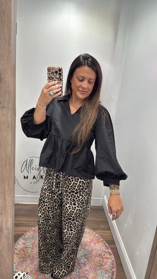Chic Peplum Top - Black