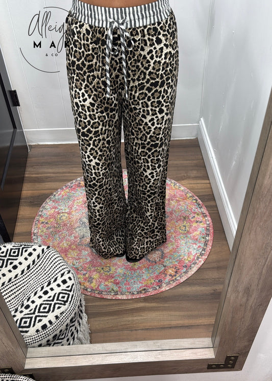 Leopard Print Wide Leg Pants
