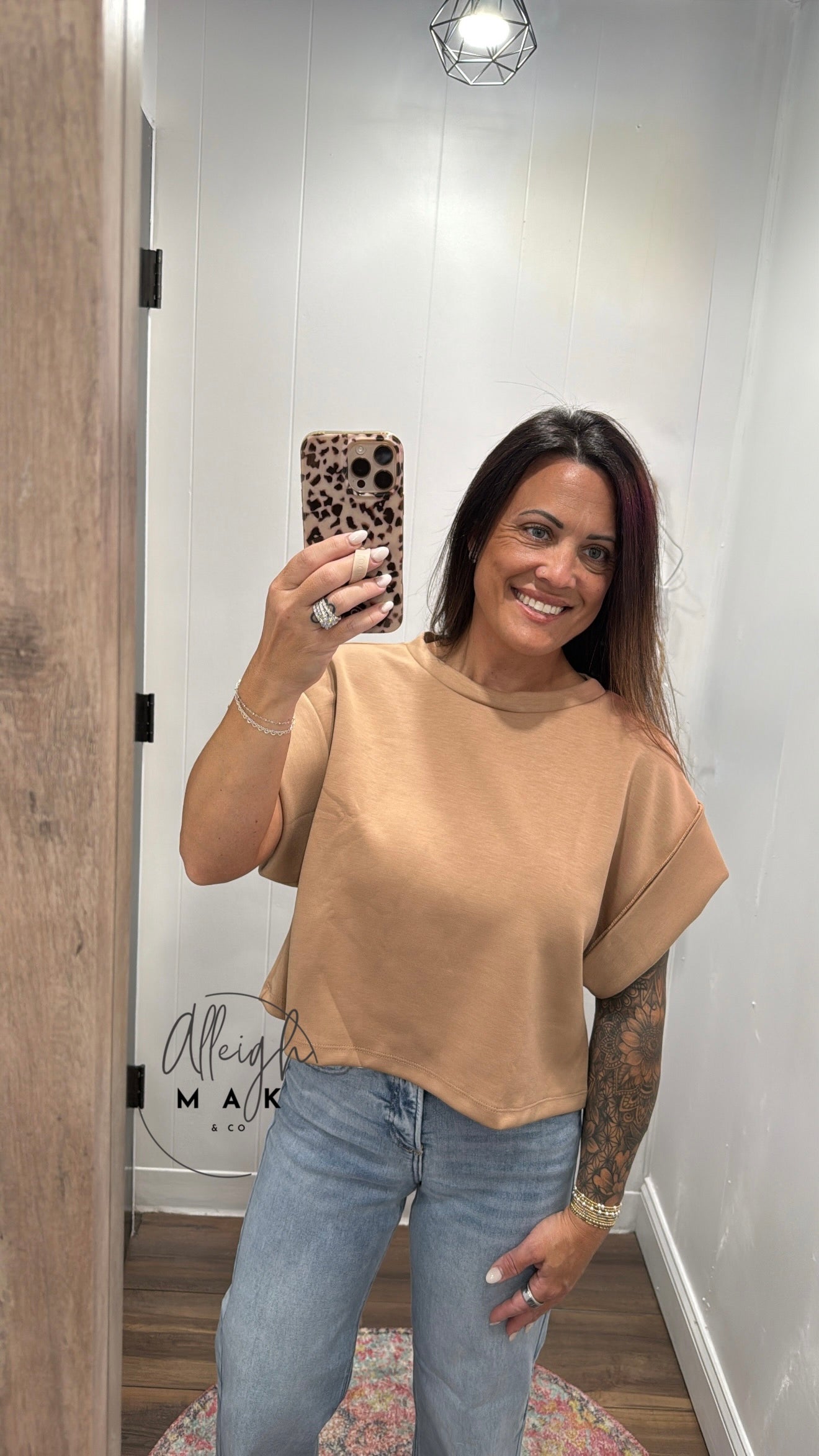 Solid Scuba Fold Wide Sleeves Top