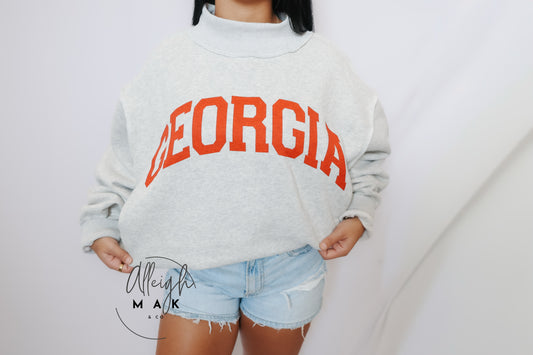 GEORGIA & GA Print Reversible Mockneck Sweatshirt