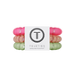Set of colorful hair ties with a Teleties packaging on a white background
