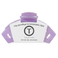 Purple hair clip with a white label displaying 'Teleties' on a white background