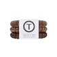 Set of brown hair ties with a white label displaying 'Teleties' brand on a white background.