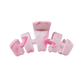 Pink and white marbled hair clip on a white background