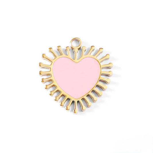 Heart-shaped pendant with gold outline on a white background