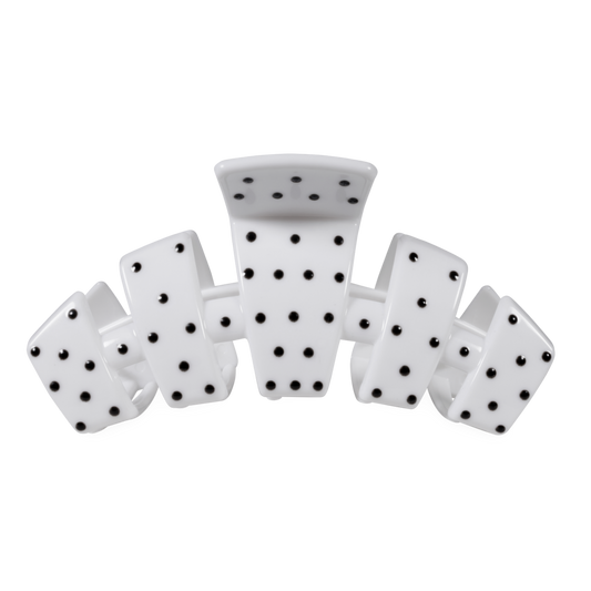 Black and white large polka dot hair clip