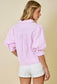 Pink and white striped top for women to wear to church or work or a casual outing