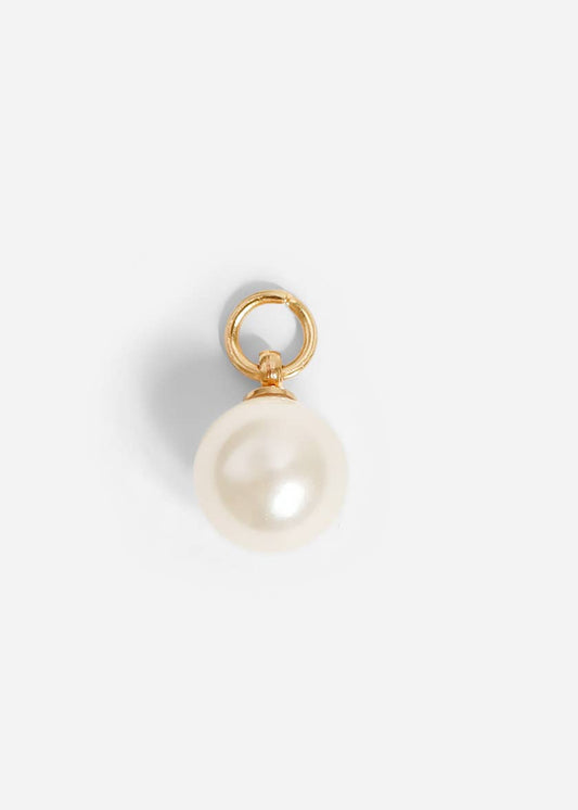 Pearl pendant with gold setting on a white background