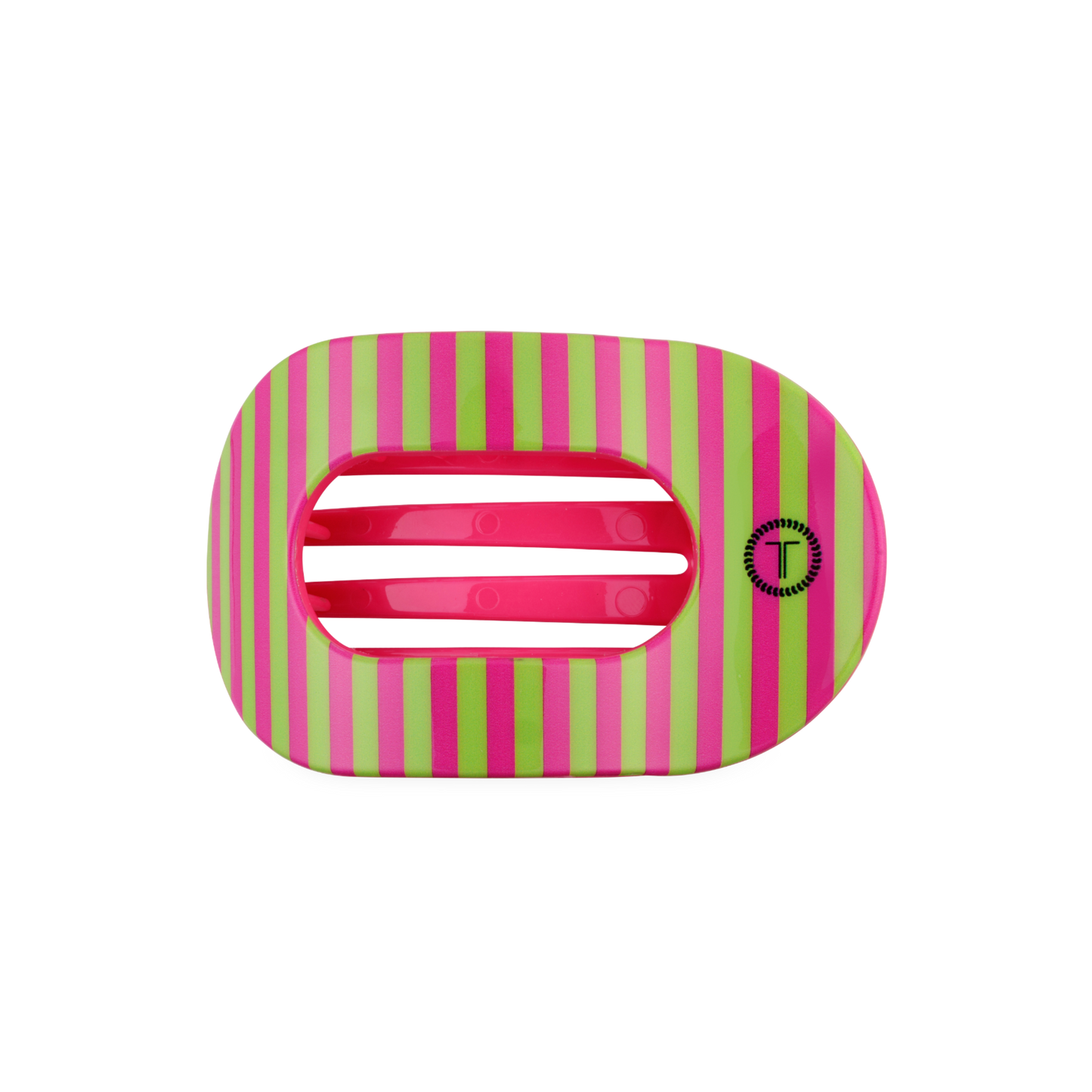 Pink and Green Stripped Flat Teleties Hair Clip